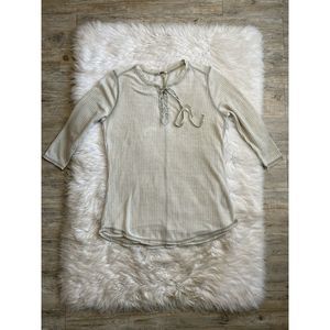 Seven7 Waffle Knit Green Distressed Wash Tunic